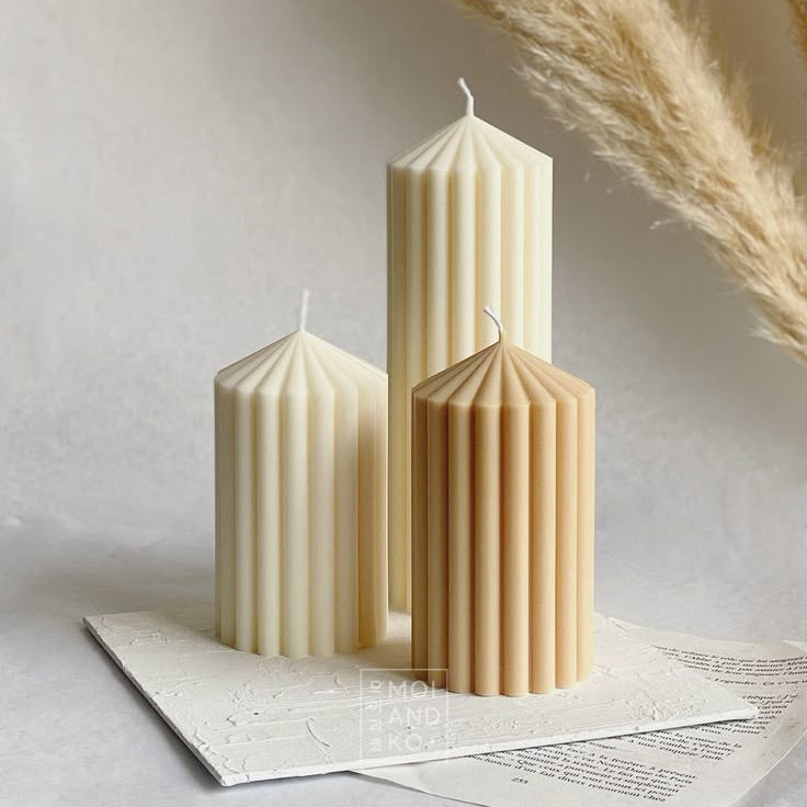 Lining Cylinder Shaped Pillar Candle