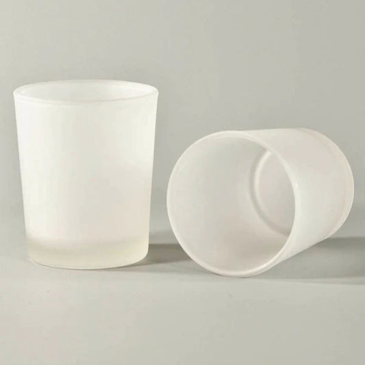 Shot Glass Candle Jar 70–80ml – White Frosted Glass for Candle Making