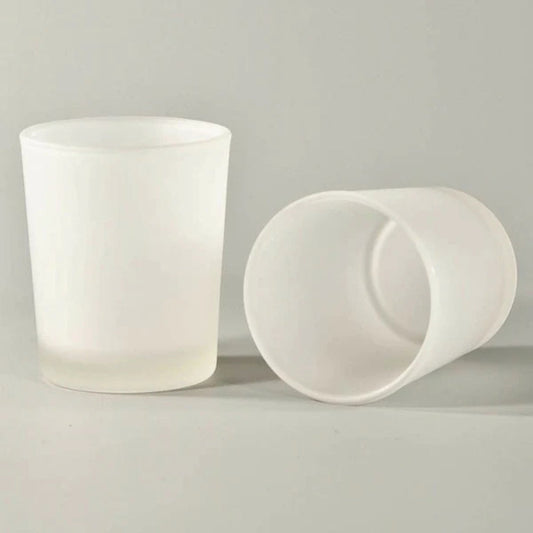 Shot Glass Candle Jar 70–80ml – White Frosted Glass for Candle Making