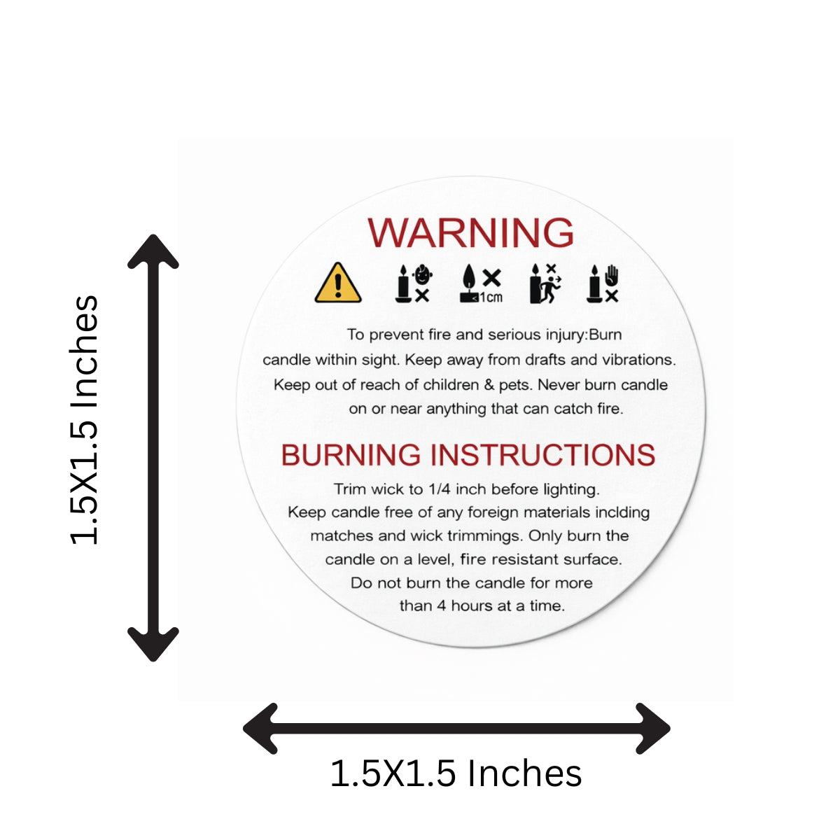 Candle Warning Labels Stickers 2x2 Inch – Burning Instructions Safety Stickers